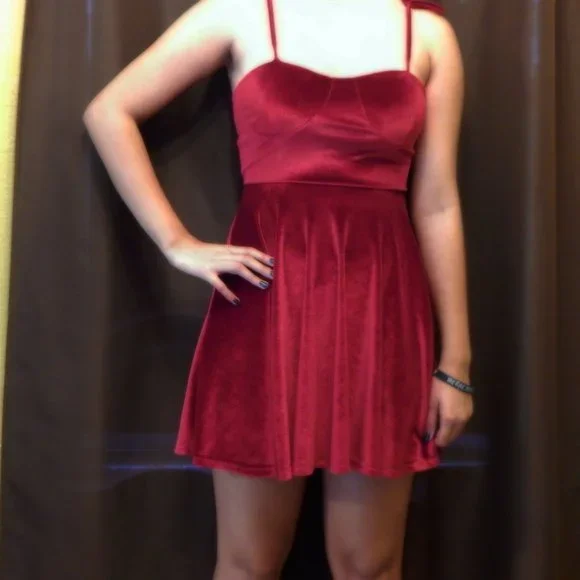 Maxi Dress Red Velvet Dress Urban Outfitters Dagege Dresses Dagege Deep Red  Velour Mini Dress With Tie Straps Poshmark